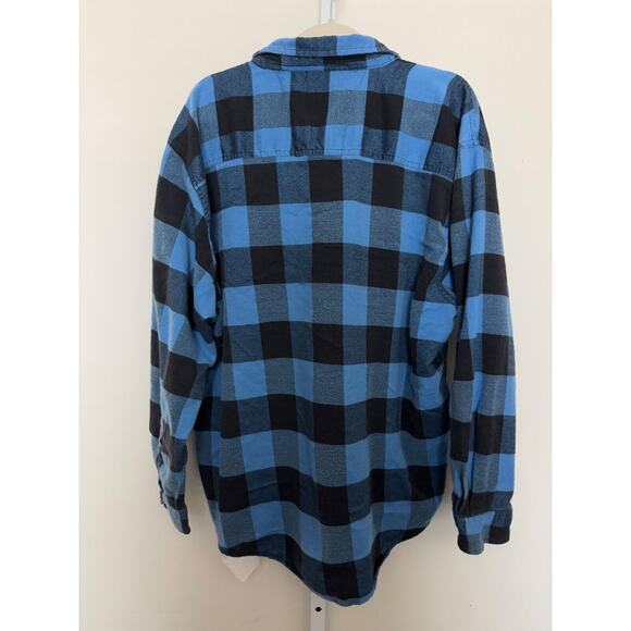 Vintage David Carey Men's Flannel Shirt 2XL Grunge Shadow Plaid Skater XXL Blue - Picture 4 of 5